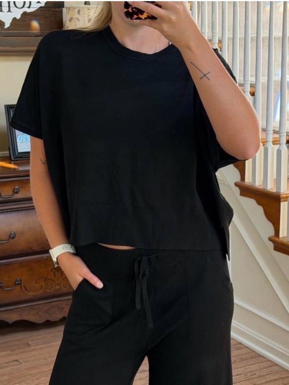 Splendid Black Short-Sleeve 2 piece set. Priced $286 NWT Size S so soft!